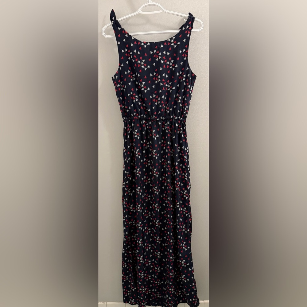Tommy Hilfiger | Navy Maxi Dress With Colourful Pink and White Sailboat Print - Picture 12 of 16